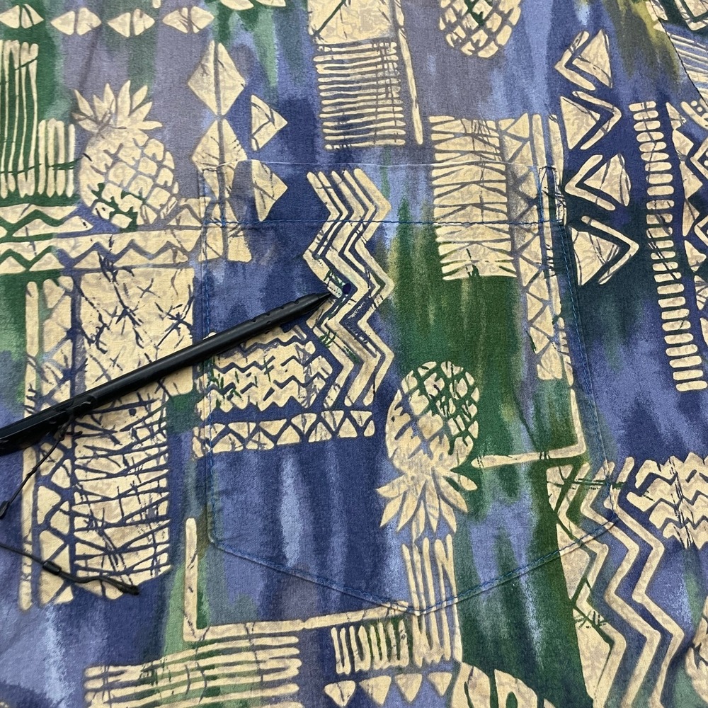 VTG Tori Richard Hawaiian Shirt‎ Mens XL Multicolor Tribal Aztec Cotton Lawn 80s - Picture 13 of 15